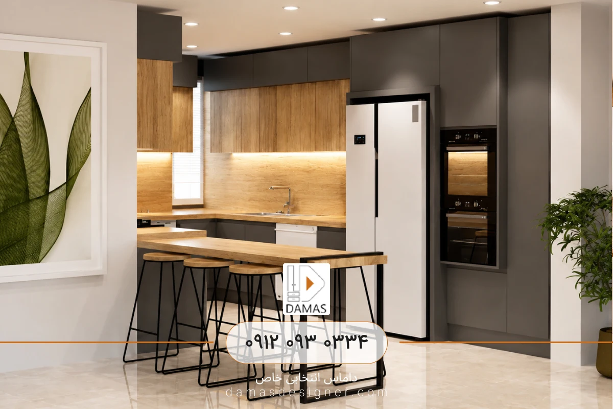 قیمت کابینت مدرن مشکی و چوب در کرج